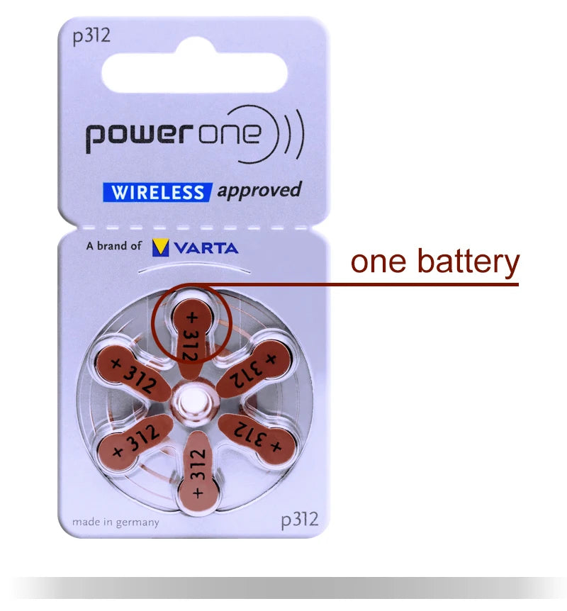 Hearing Aid Batteries 312 a312 P312 PR41 Powerone 1.45V Zinc Air Cell Button Battery Germany Hearing Aids Battery