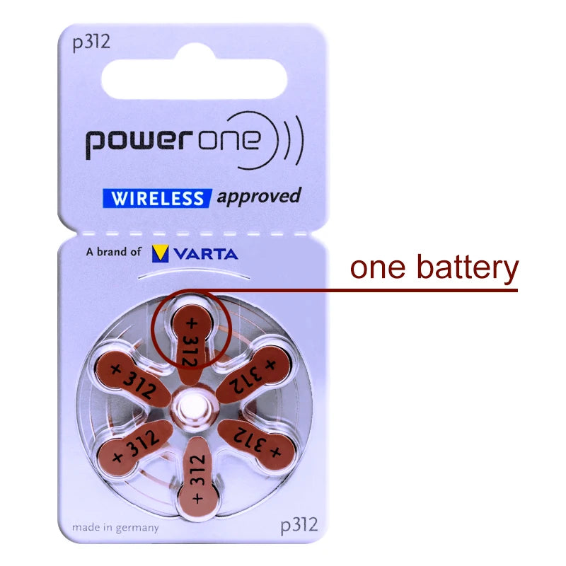 Hearing Aid Batteries 312 a312 P312 PR41 Powerone 1.45V Zinc Air Cell Button Battery Germany Hearing Aids Battery